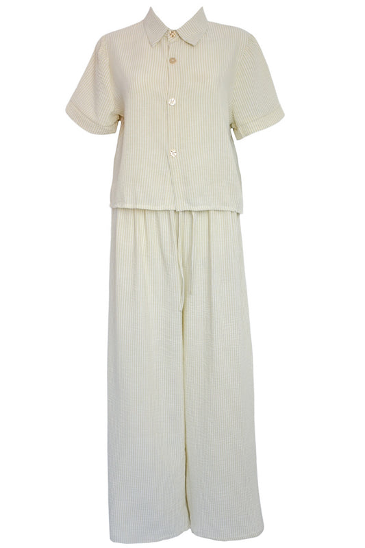 Beige Pinstripe Trousers Co-ord