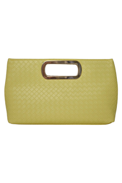 Lemon Woven Rectangle Grab Handle Clutch