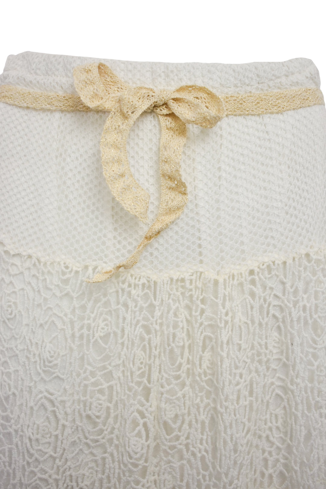 Cream Lace Tiered Maxi Skirt