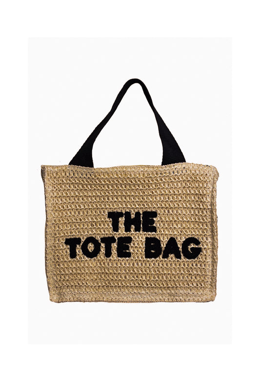 Camel Straw Embossed Tote Bag