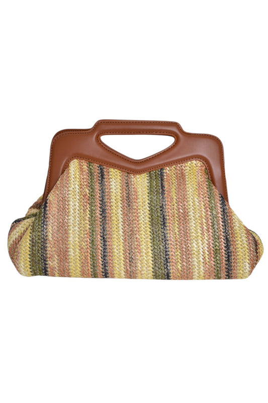 Tan Woven Multi Stripe Grab Bag