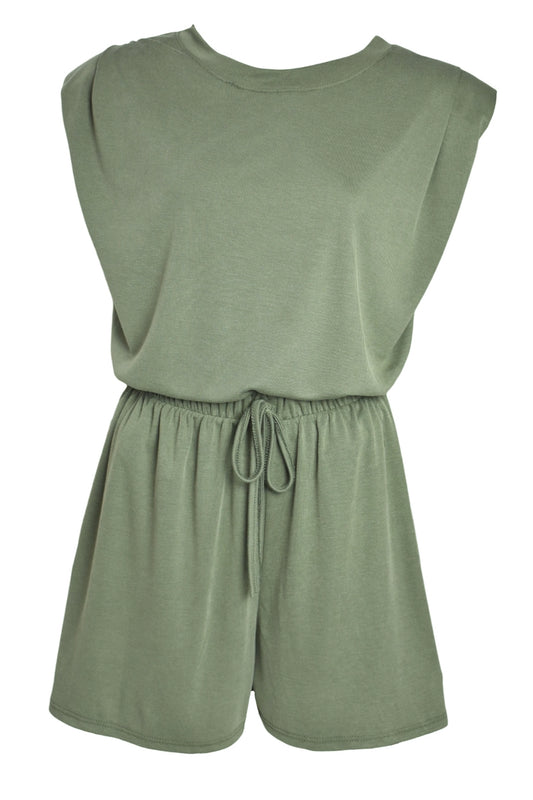 Khaki Padded T-Shirt & Shorts Co-ord