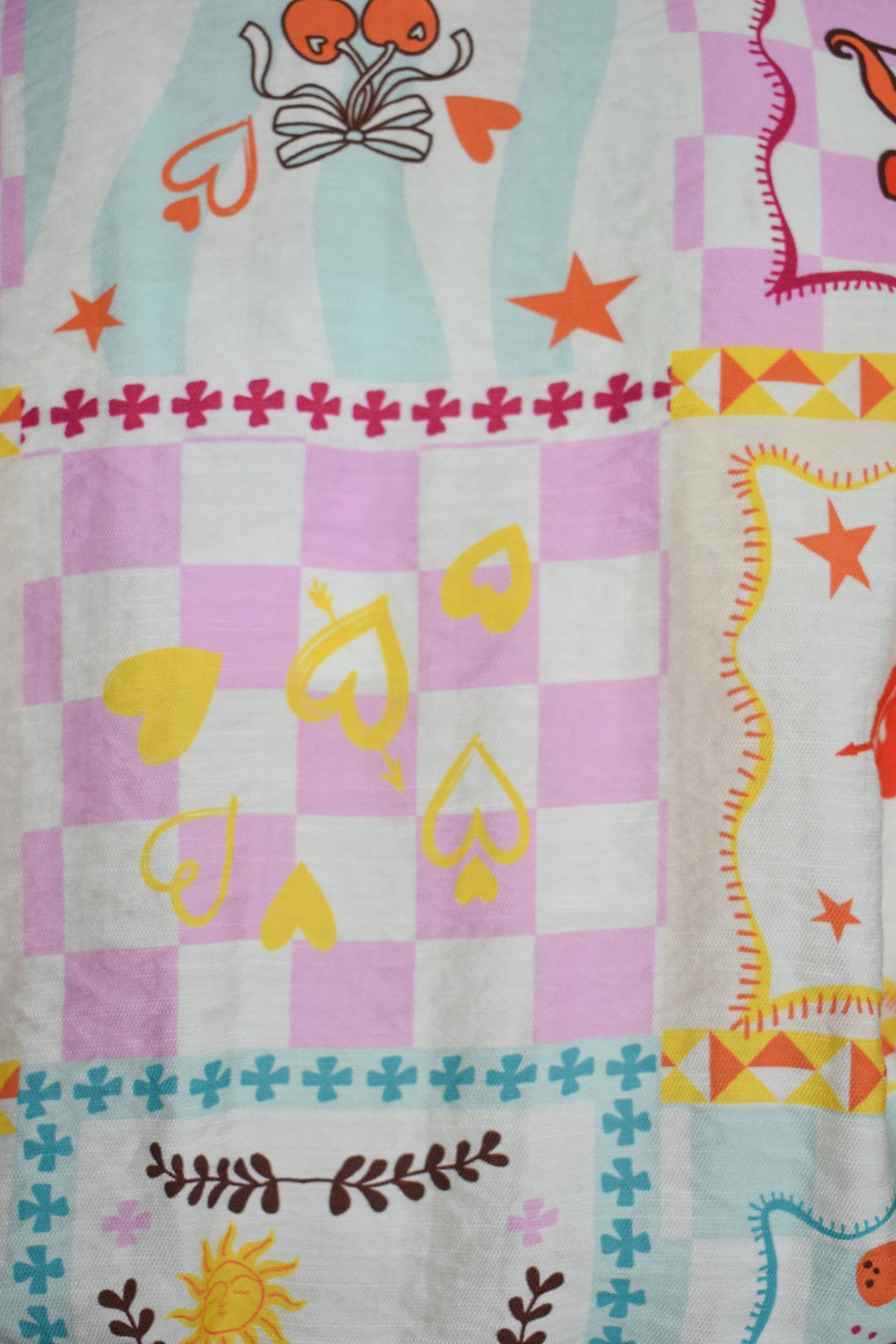 Pink Multi Sun & Heart Print Wrapover Blouse