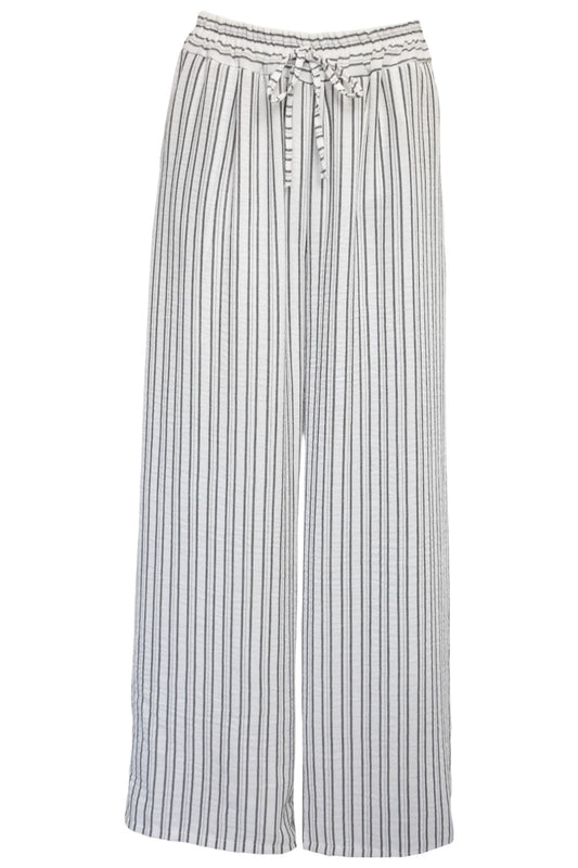 White Striped Wide Leg Trousers