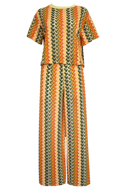 Orange Knitted Zig Zag Trousers Co-ord