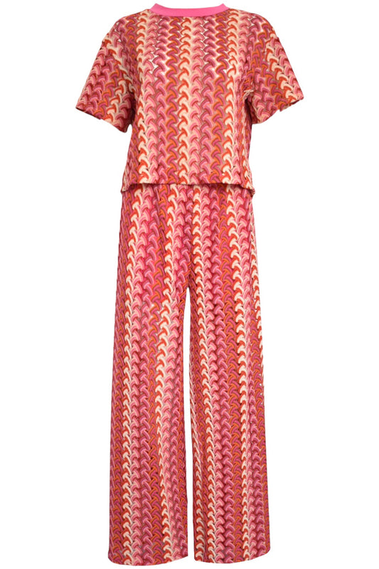 Pink Knitted Zig Zag Trousers Co-ord