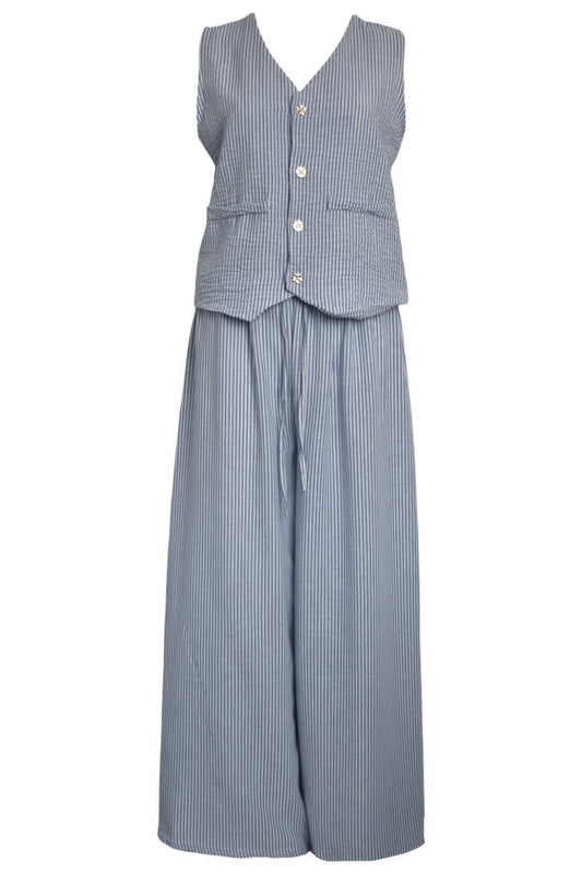 Grey Pinstripe Waistcoat & Trousers Co-ord