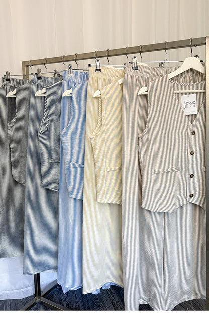 Blue Pinstripe Waistcoat & Trousers Co-ord