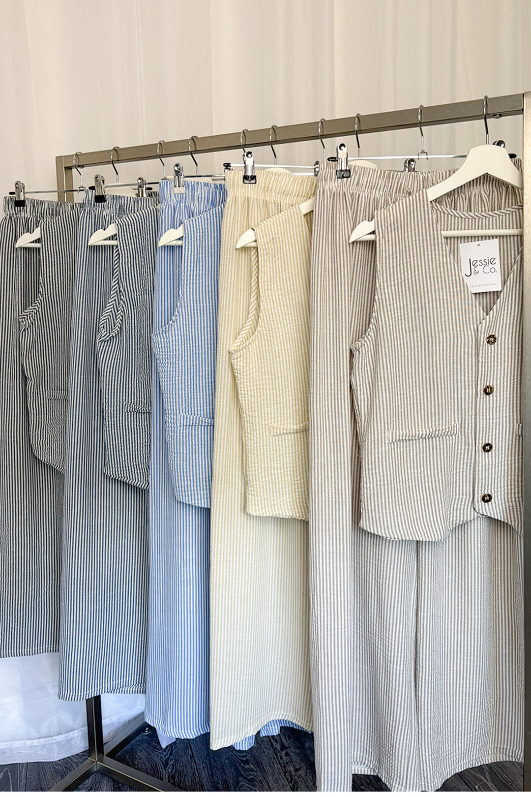 Taupe Pinstripe Waistcoat & Trousers Co-ord