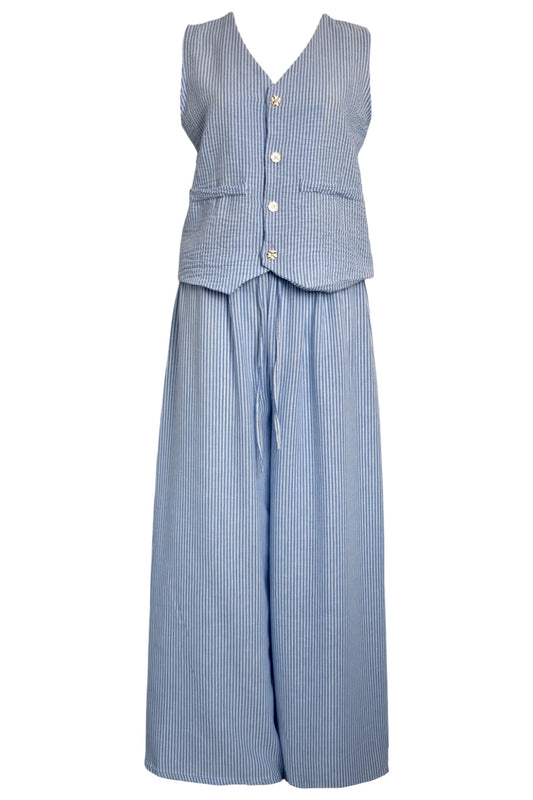 Navy Pinstripe Waistcoat & Trousers Co-ord