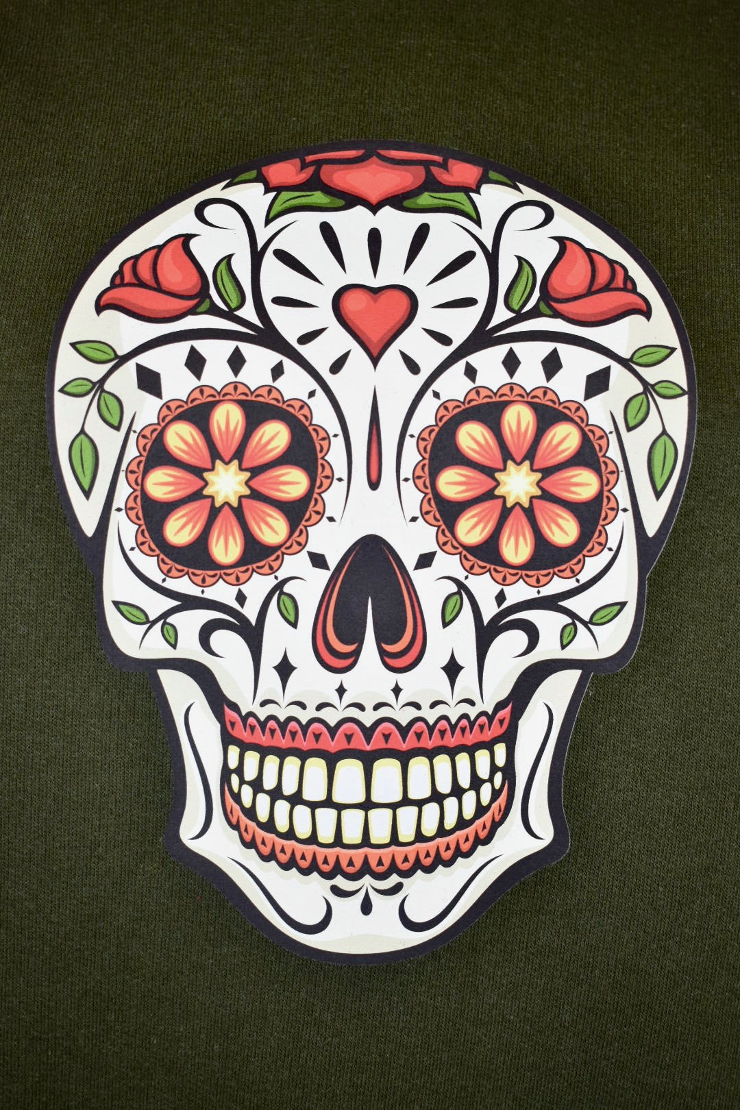 Khaki Sugar Skull Hoodie Design