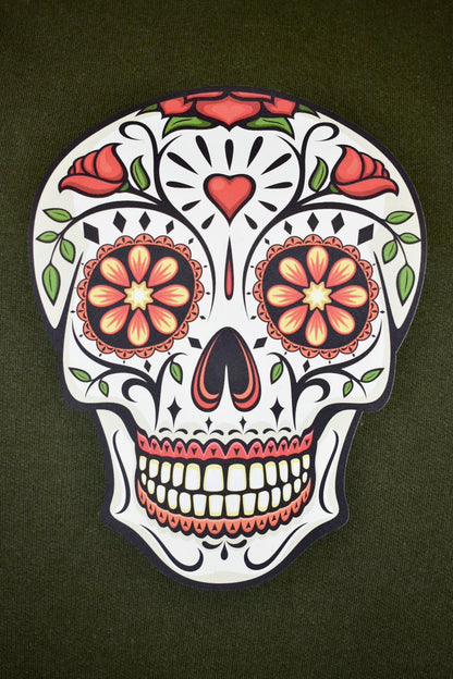 Khaki Sugar Skull Hoodie Design