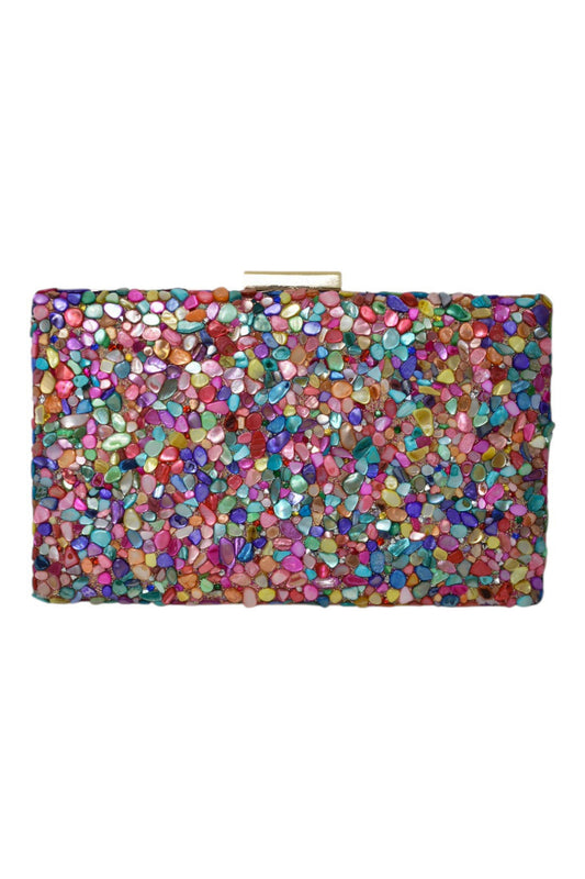 Multi Crystal Box Clutch