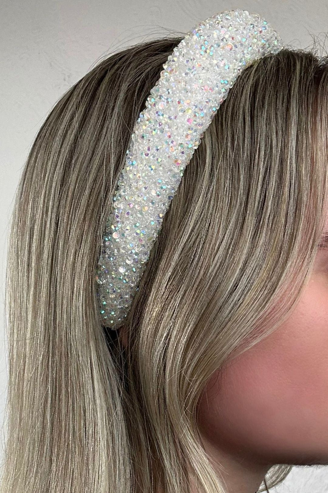 White AB Crystal Embellished Hairband 2