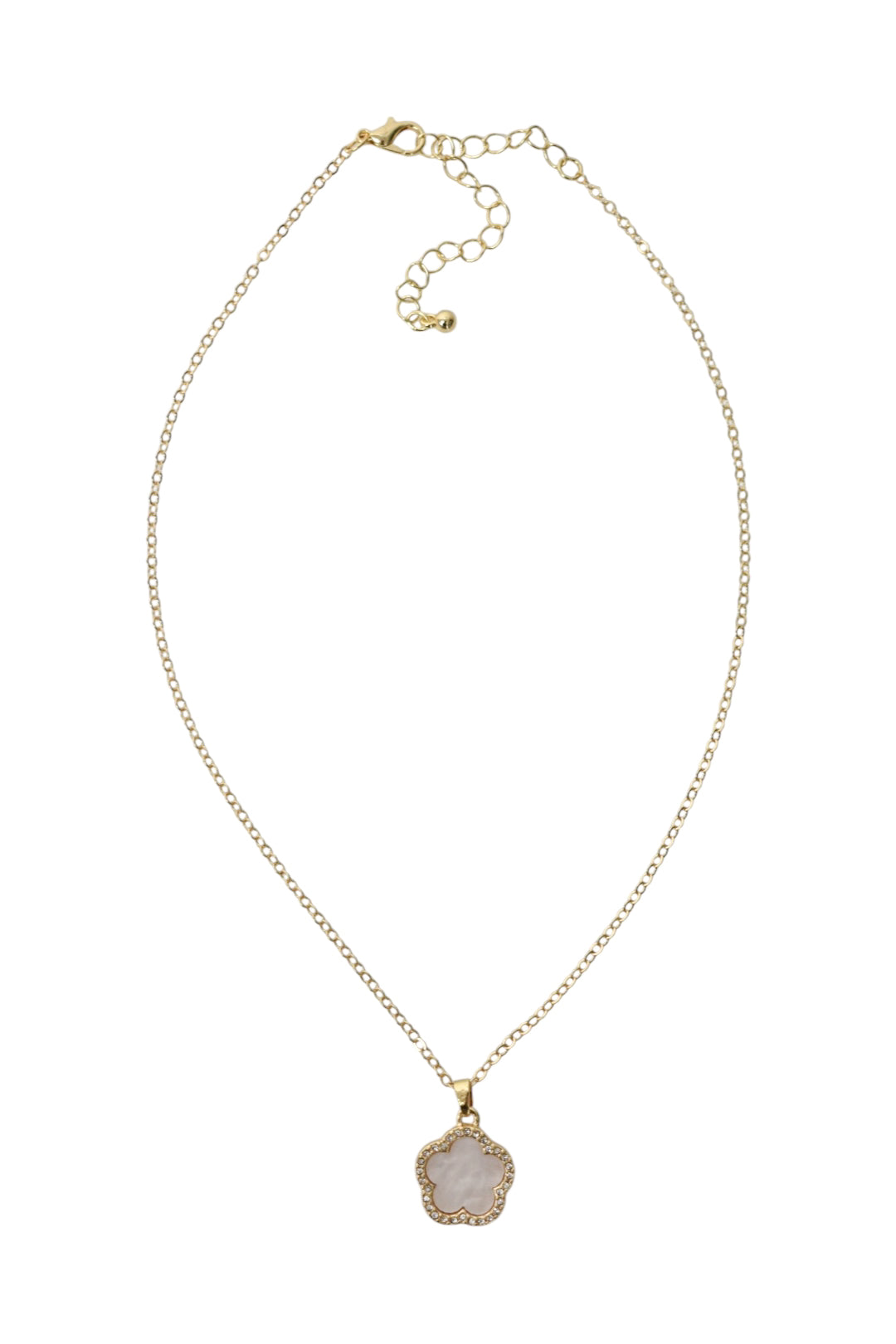 White Diamante Clover Necklace