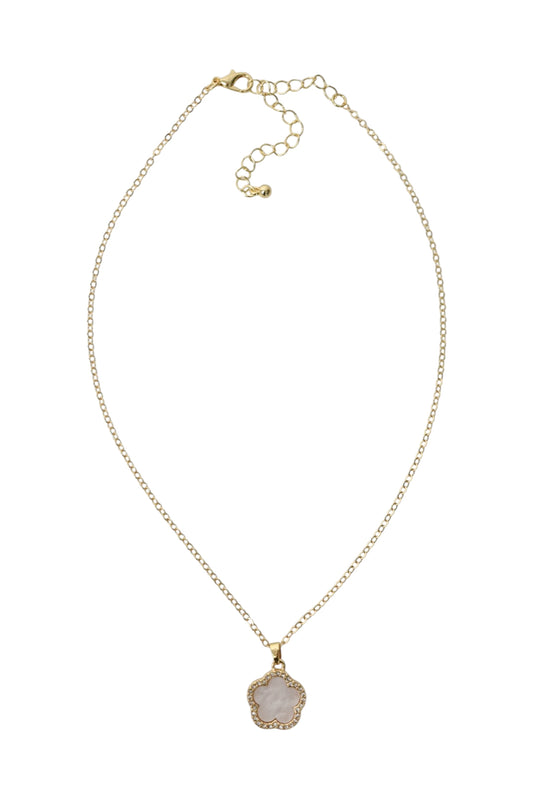 White Diamante Clover Necklace