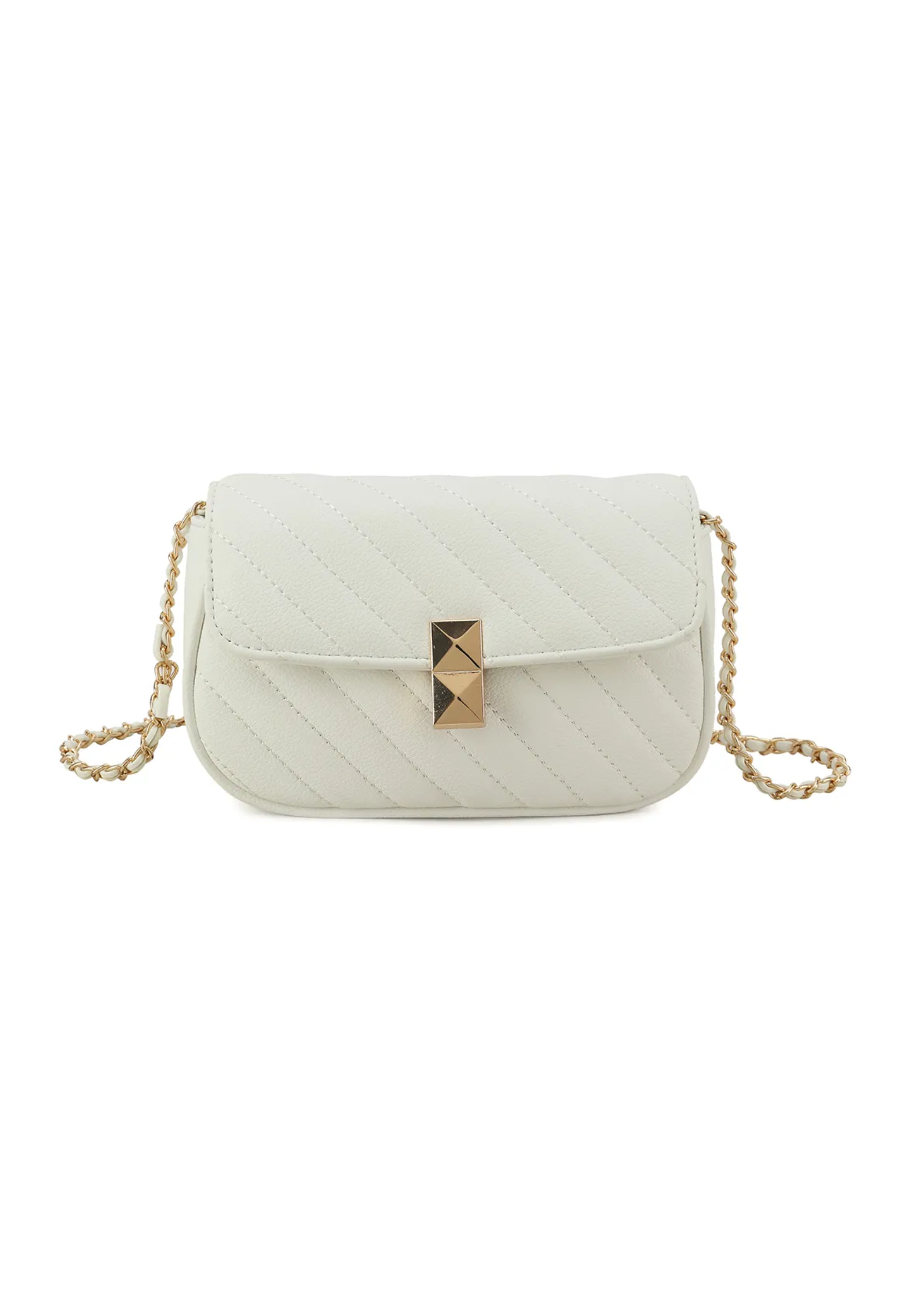 White Quilted Stripe Cross Body Bag 2
