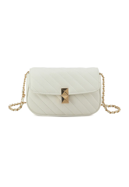 White Quilted Stripe Cross Body Bag 2
