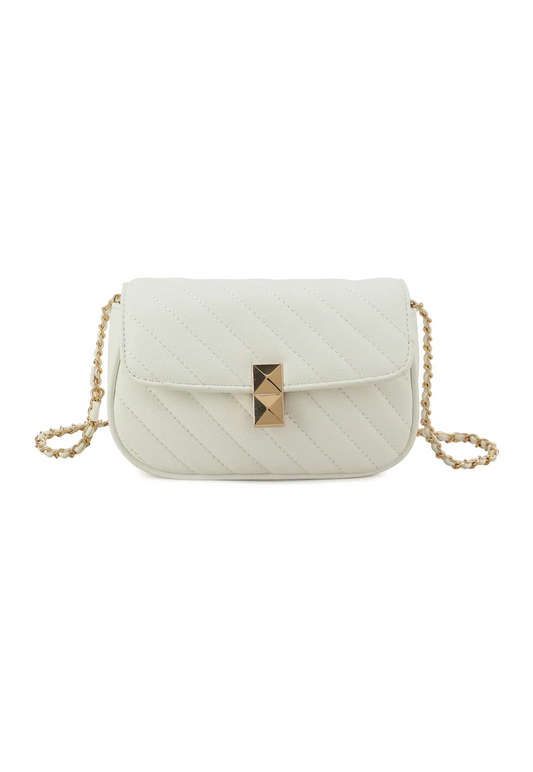 White Quilted Stripe Cross Body Bag 2
