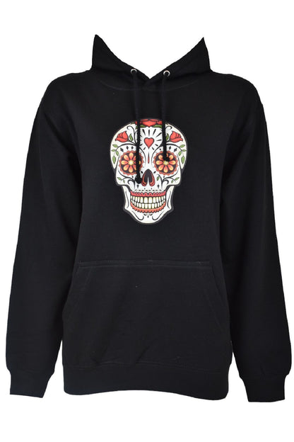 Womens Black Sugar Skull Hoodie