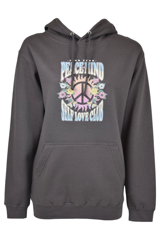 Womens Charcoal Self Love Club hoodie 