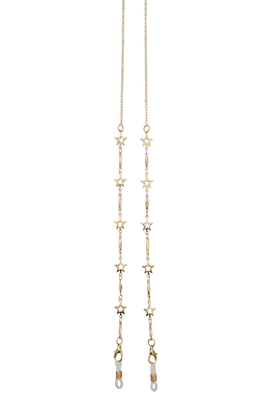 Womens Gold Hollow Star Sunglasses Chain