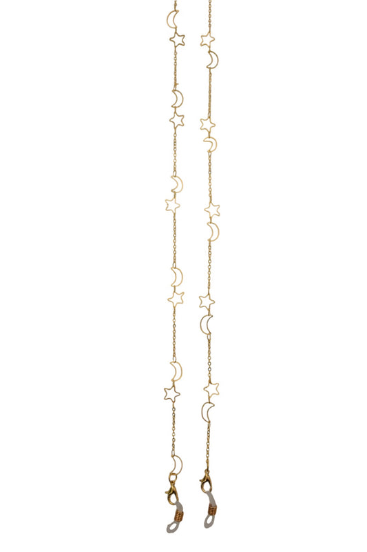 Womens Gold Star & Moon Sunglasses Chain