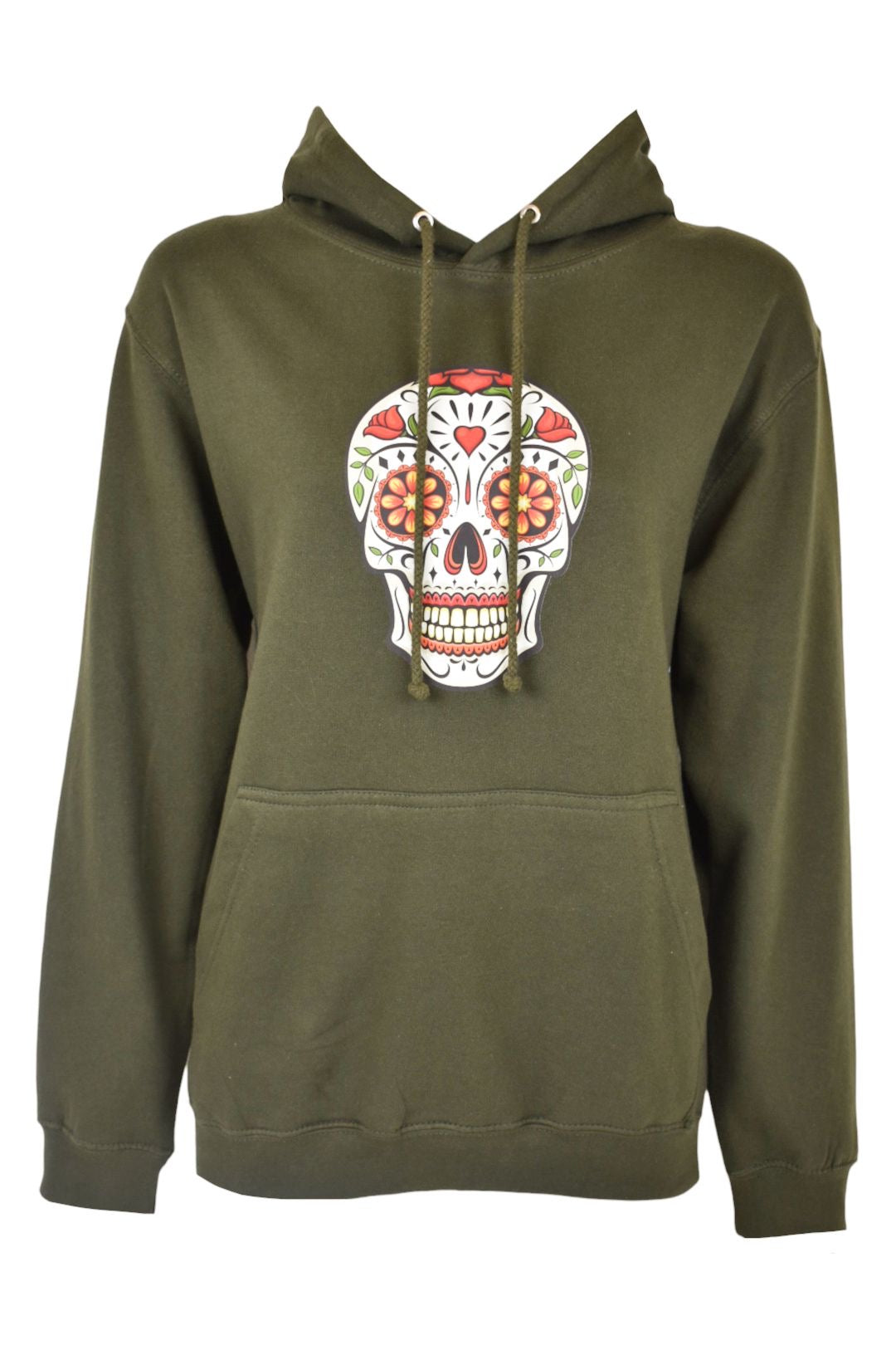 Womens Khaki Sugar Skull Hoodie