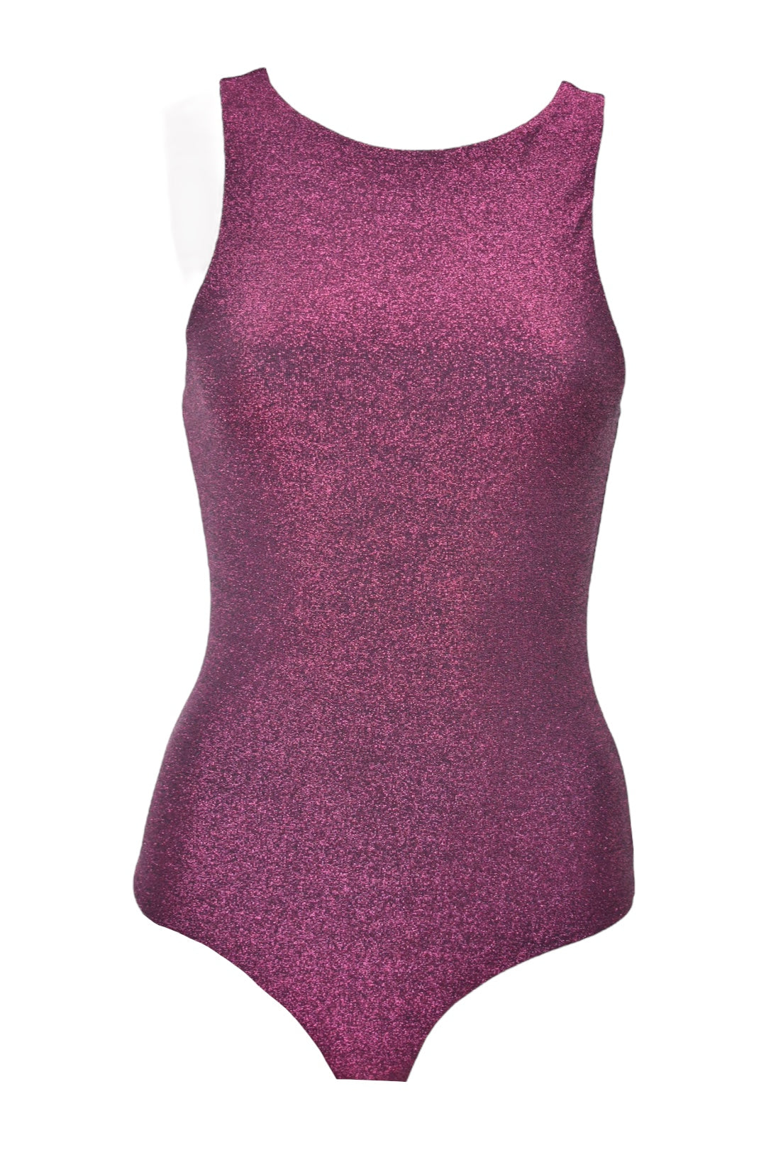 Womens Magenta Glitter Sleeveless Bodysuit
