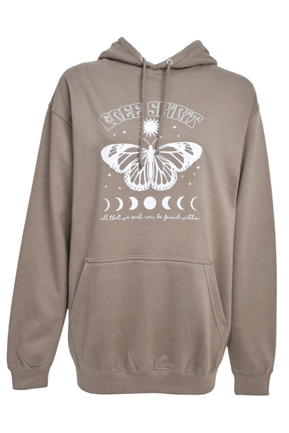 Womens Mocha Free Spirit Butterfly Hoodie 