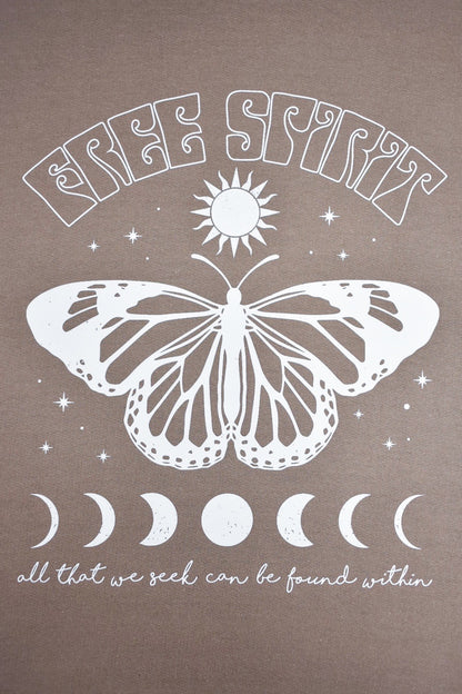 Womens Mocha Free Spirit Butterfly Hoodie Design