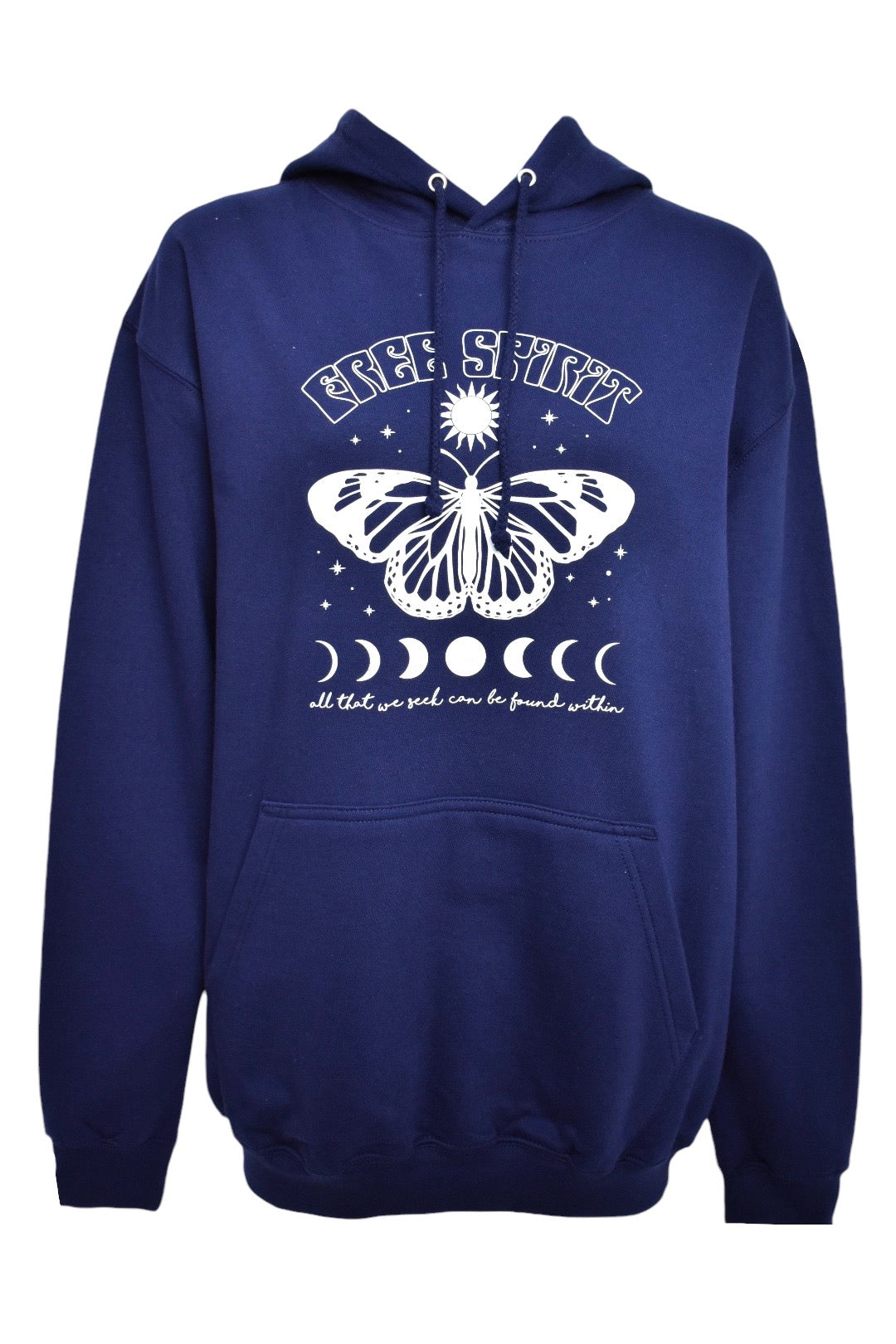 Womens Navy Free Spirit Butterfly Hoodie 