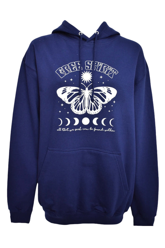 Womens Navy Free Spirit Butterfly Hoodie 