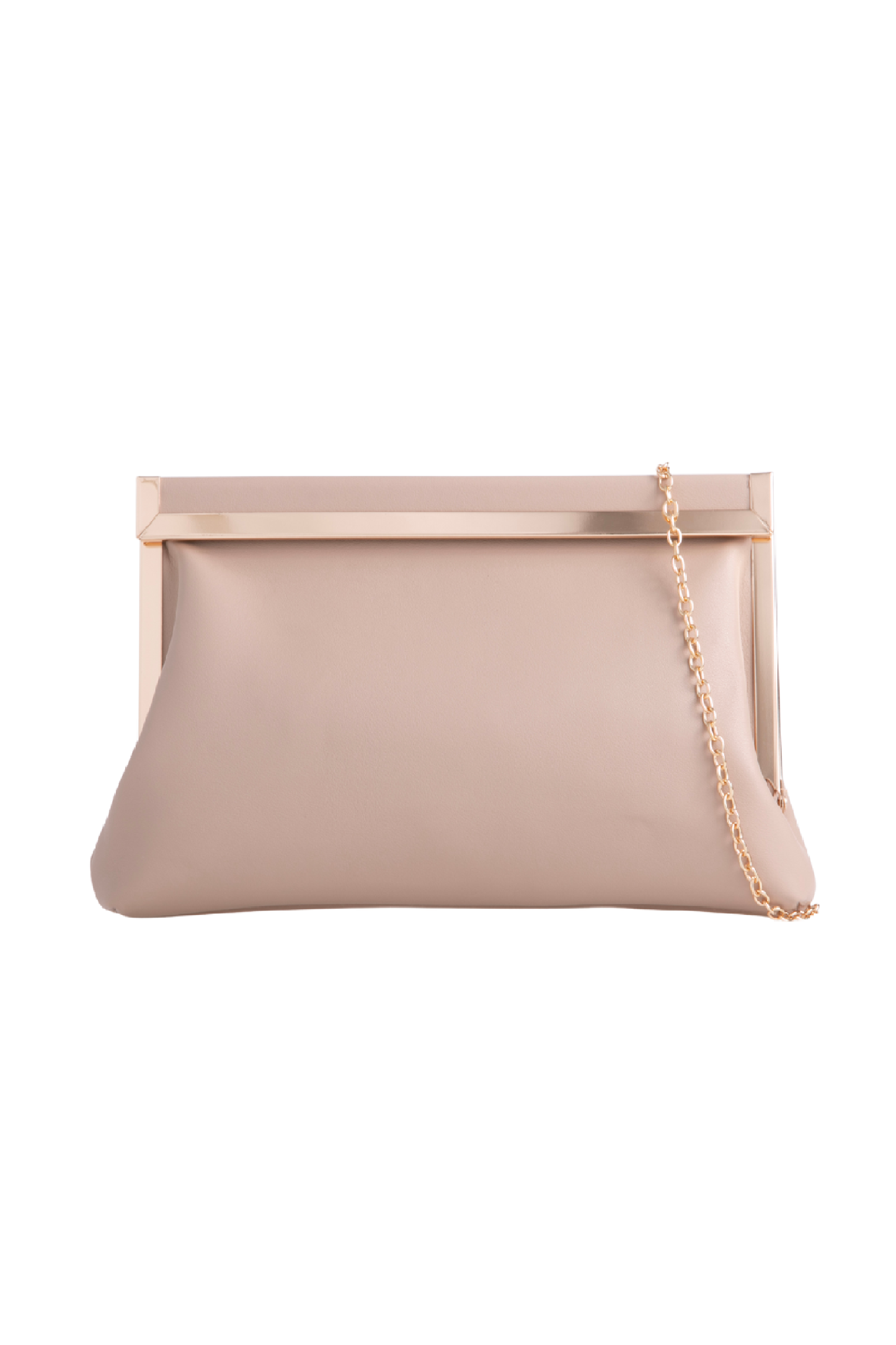 Nude Metal Trim Clutch Bag
