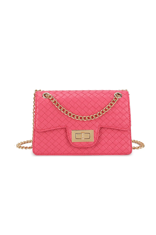 Fuchsia Woven Mini Cross Body Bag