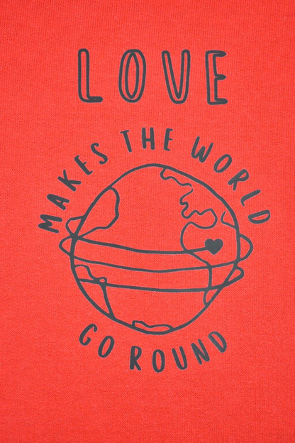 Kids Red Love Makes The World Go Round Hoodie 2