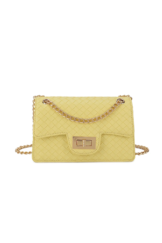 Lemon Woven Mini Cross Body Bag