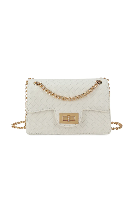 White Woven Mini Cross Body Bag